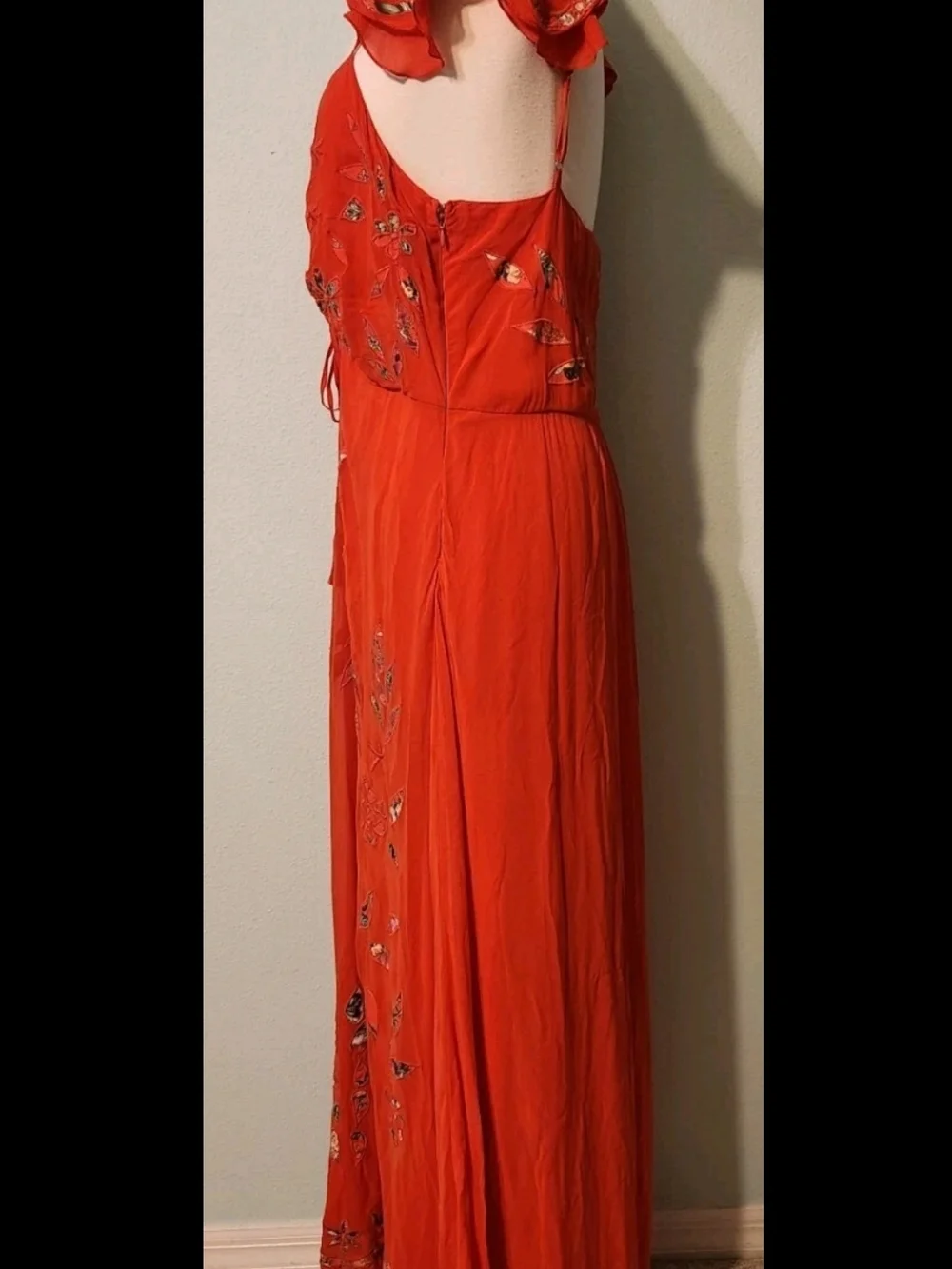 Red Floral Tie-Front Maxi Dress Red/coral - Picture 4 of 8